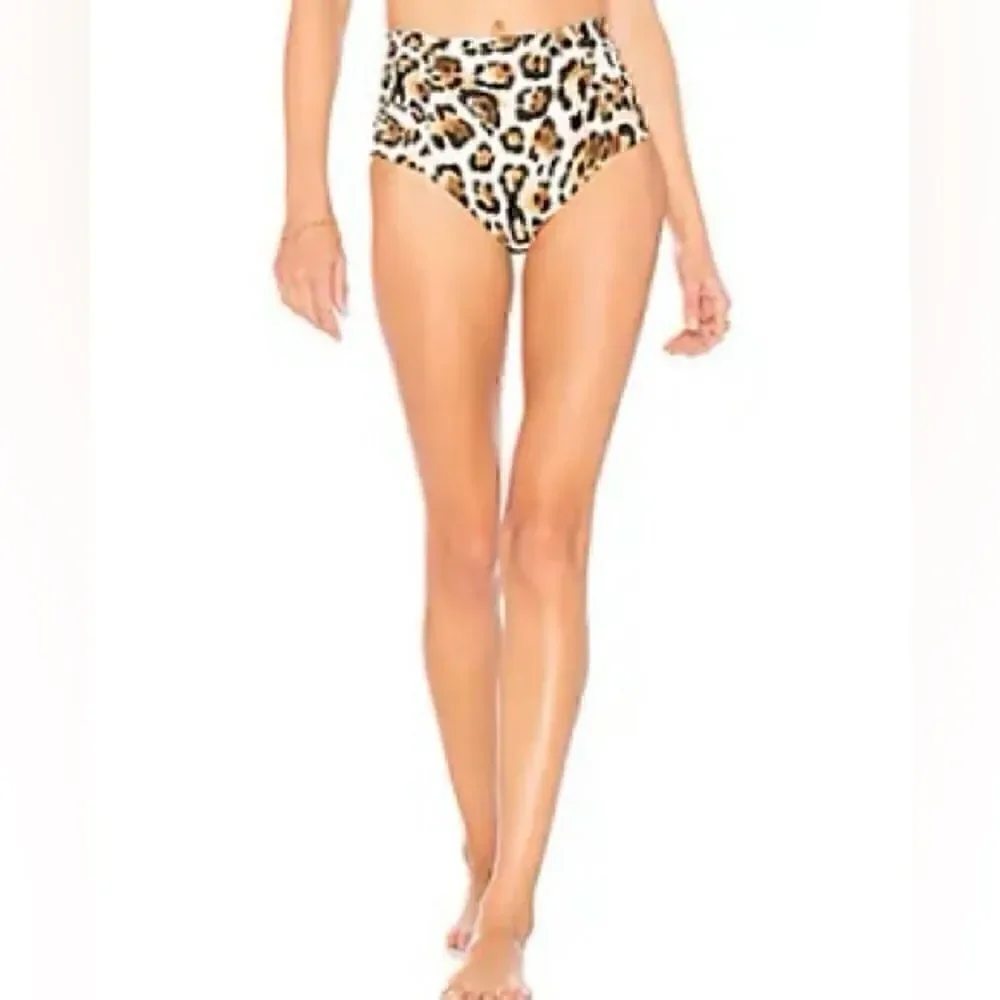 NWT Vitamin A Barcelona High Waist Full Cut Bottom in Snow Leopard Size XS